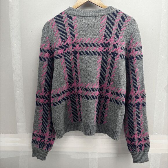Jun & Ivy Sweater Chunky Knit Crewneck Gray Size L Acrylic Blend Geometric EUC - Picture 3 of 7